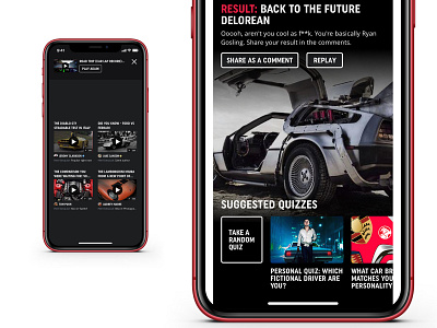 Onward Content - Video & Quizzes app cars drive drivetribe mobile product quiz small web ui ux video player