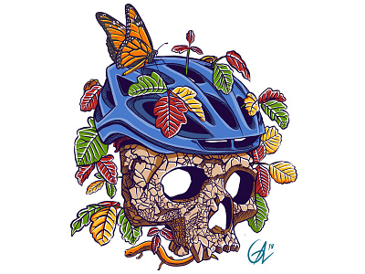 Oak Skull Dribble butterfly mountain biking mountainbike poisonoak skull