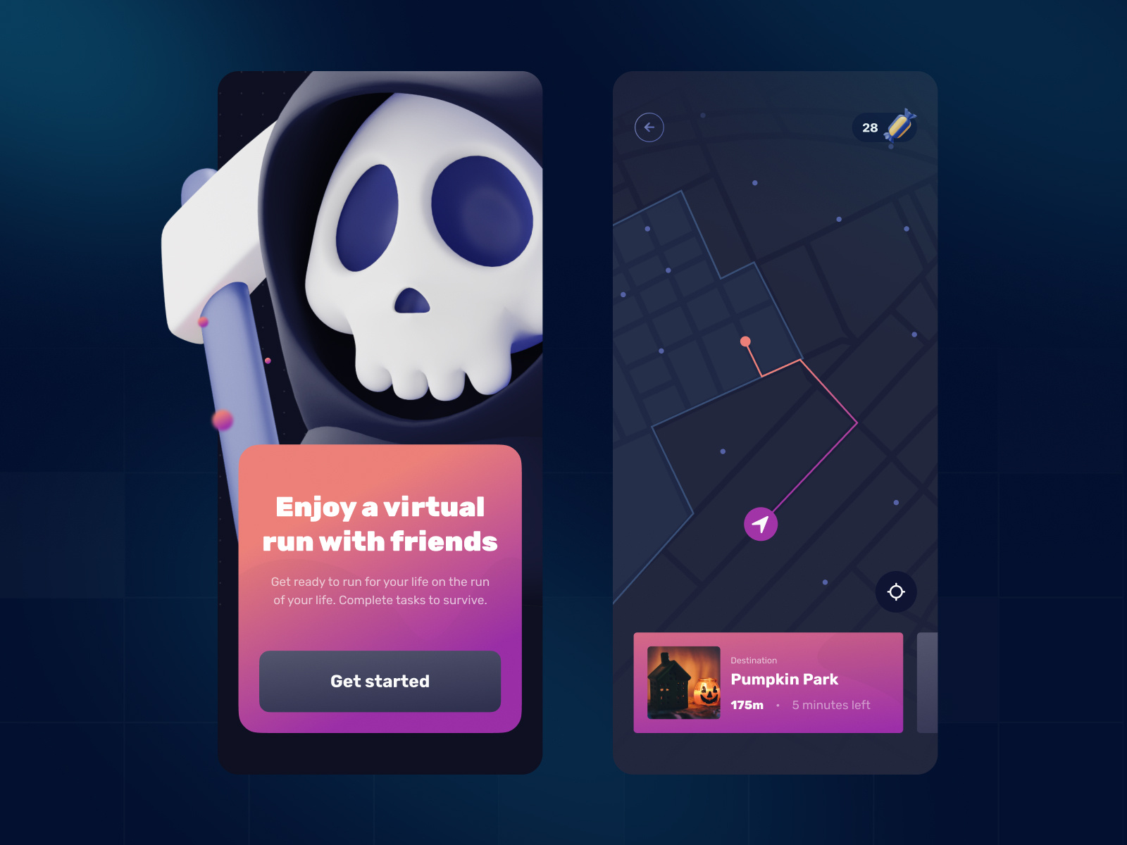 Halloween virtual run mobile app by Faris Muhtadi 🧙🏻‍♂️ for Design