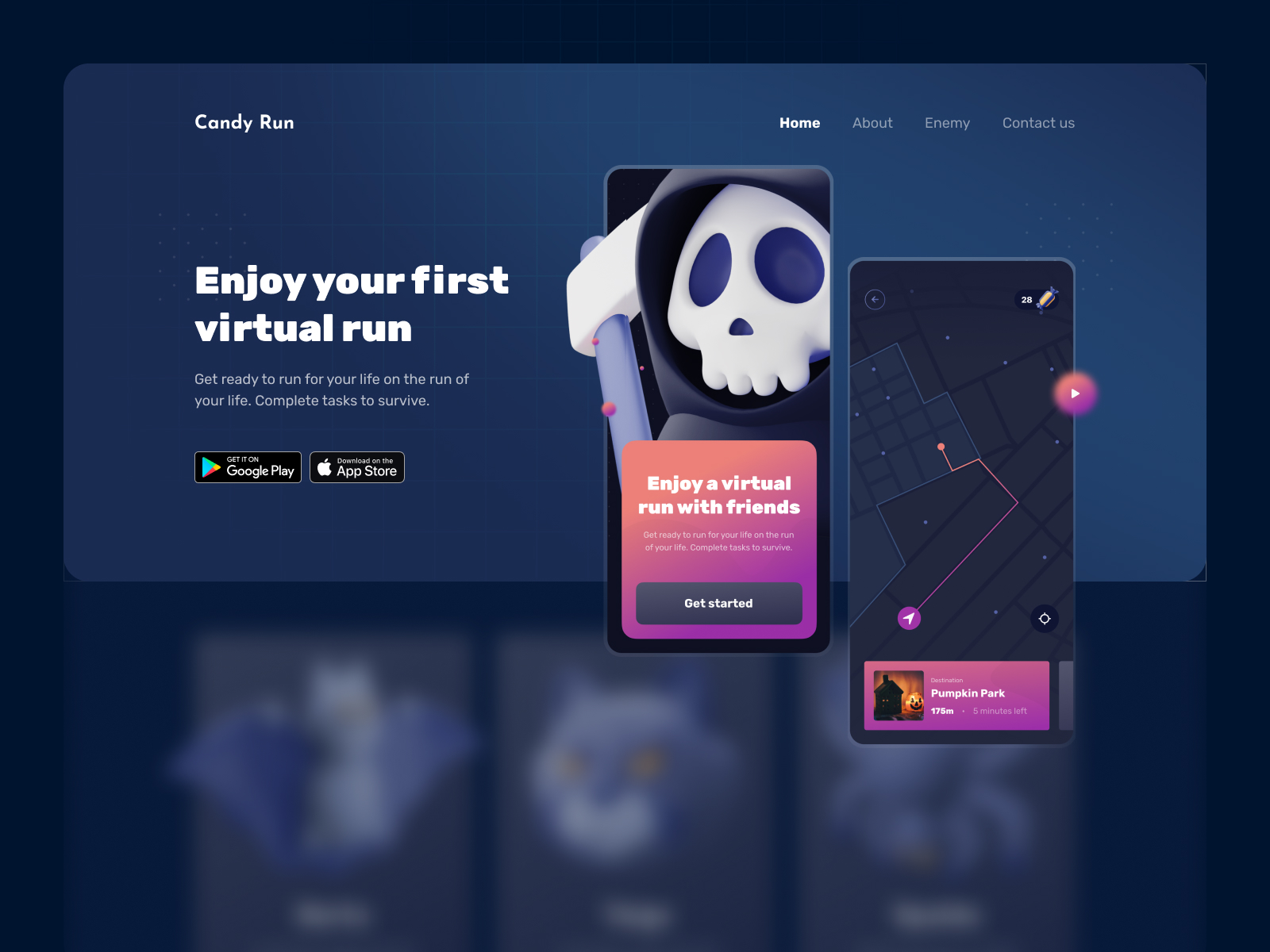 Halloween virtual run hero section by Faris Muhtadi 🧙🏻‍♂️ for Design