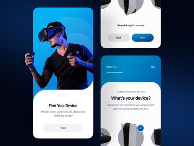 Game consoles mobile app 🎮 clean colorful console dark dark mode device game glow glow in the dark glowing ios mobile mobile app onboarding ps5 store ui user interface virtual reality xbox