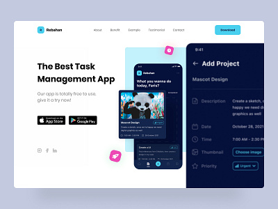 Rebahan - a task management hero section ✔️