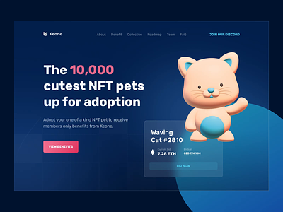 🔊 SOUND ON | Pet NFT Marketplace 😼 animation blockchain colorful crypto exchange crypto website cryptocurrency dark mode design for sale ethereum glow glow in the dark hero section landing page meta metaverse nft non fungible token token ui website