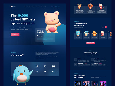 Pet NFT Marketplace (full animation) 😼 crypto website ethereum cute website web landing page pet colorful glow in the dark glow dark mode blockchain token non fungible token nft metaverse meta design for sale animation ui