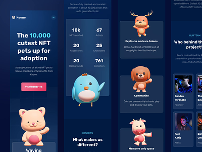 Animated Responsive Pet NFT Marketplace 😼 animation blockchain colorful crypto website cute dark mode design for sale glow in the dark landing page marketplace meta metaverse nft non fungible token pet responsive token ui web website