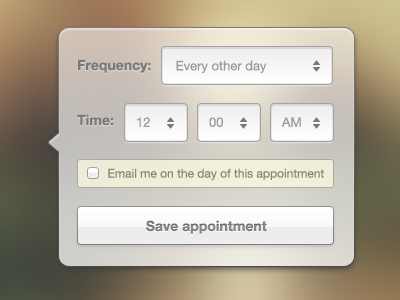 Create an Appointment blurred background create overlay tooltip transparent