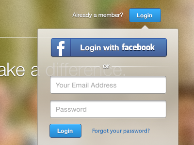 Login modal email address facebook login modal password sign up tooltip