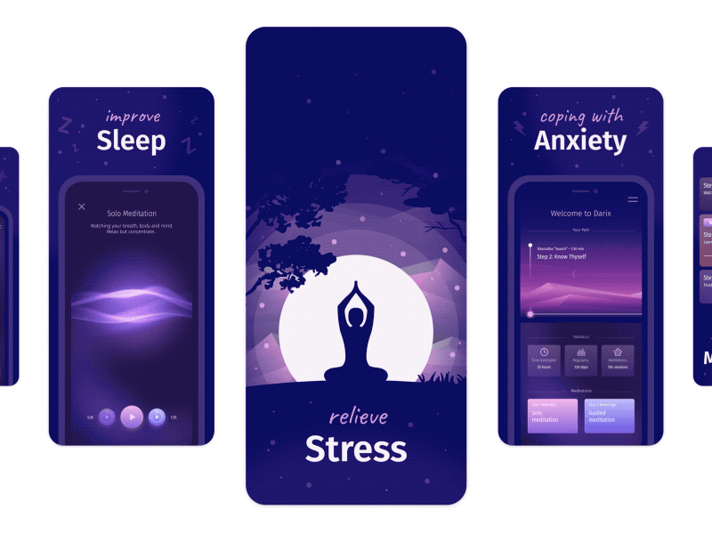 ASO screens | Meditation & Sleep App app app screen app store app store optimization aso cards illustration meditation meditation app mobile relax screens screenshots scrnshts sleep