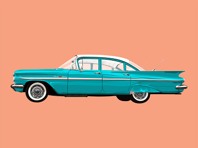 Chevrolet Bel Air - Illustration bel air blue car chevrolet design graphicdesign illustration turquoise vector vintage