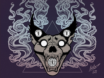 Demon cat caracal cat illustration vector