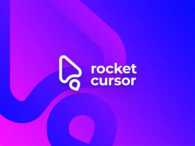 rocket cursor - logo arrow bold bold colors color colors cursor design gradient logo logotype magenta pink purple rocket saturated type vector
