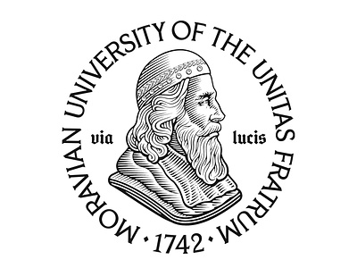 Moravian University Seal branding illustration logo moravian university roger xavier scratchboard woodcut
