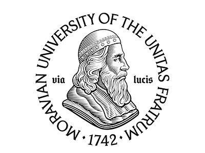 Moravian University Seal branding illustration logo moravian university roger xavier scratchboard woodcut