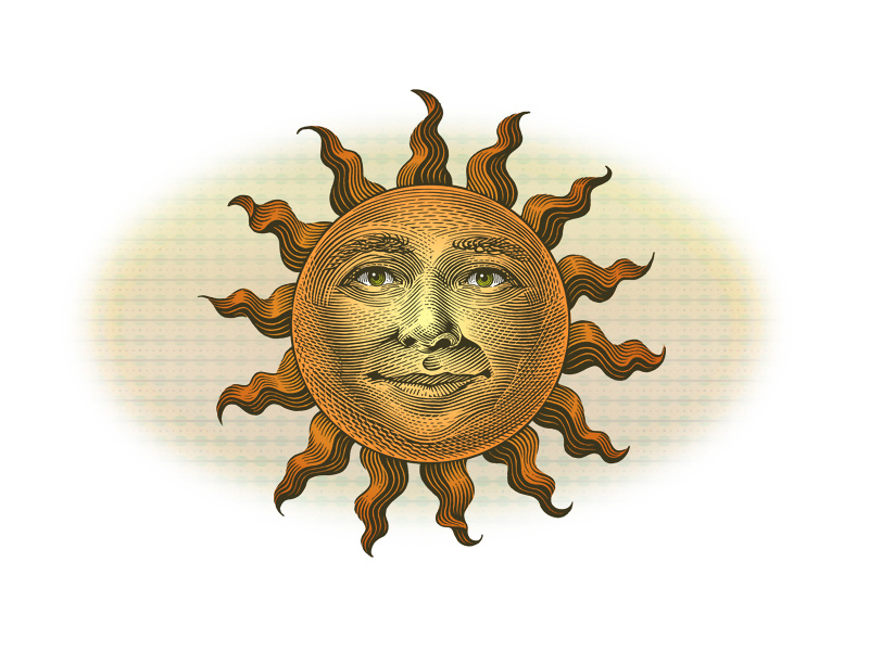 Sunface woodcut sun roger xavier sun face scratchboard
