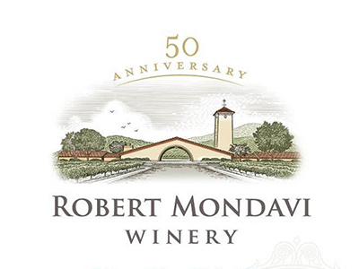 Robert Mondavi Winery Label alcohol architecture etching packaging robert monday roger xavier scratchboard vineyard wine wine label woodcut