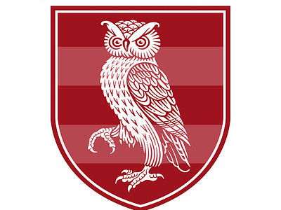 Owl Shield branding heraldry logo mascot logo owl roger xavier scratchboard woodcut