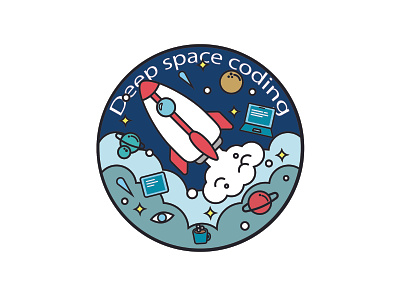 Deep Space Coding art branding coding design flat illustration logo space sticker typography vector