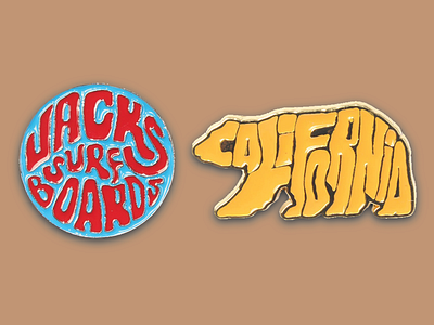 Enamel Pins for Jack's Surfboards branding design hand drawn identity illustration illustrator lettering logo type typography vector