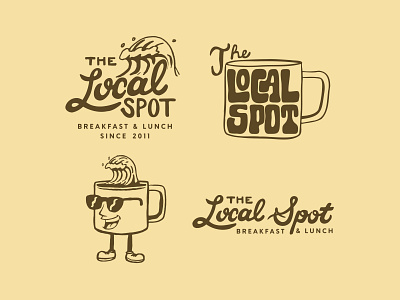 The Local Spot Logo Pack branding branding and identity breakfast california coffee design hand drawn identity illustration lettering logo restaurant restaurant branding surfing type typography