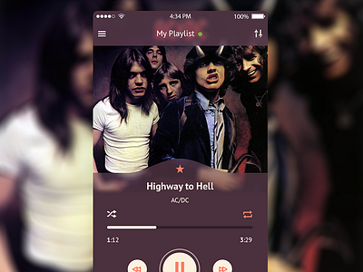 ui player ACϟDC app apple flat ios ipad iphone menu music play playlust track ui