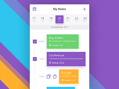 Notes android app apple calendar date ios notes tickets ui ux