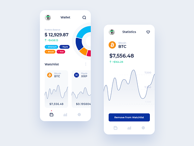 Cryptocurrency Wallet app bitcoin clean crypto cryptocurrency ethereum flat icon ios iphone logo ripple ui