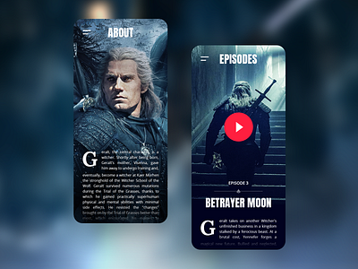 Witcher Mobile App (Concept) about app episode geralt netflix player ui ux video witcher