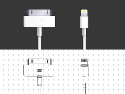 Apple 30 pin & Lightning connector (vector).
