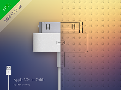 Phone Stick / Design Apple 30-pin to USB Cable ai apple cable desigb download free illustrator iphone phonestick psd source vector