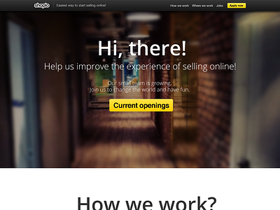 Shoplo.com career page blur career hire landing office open sans shoplo