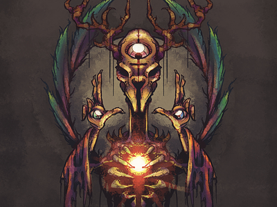 Druid’s Descent dark druid illustration procreate