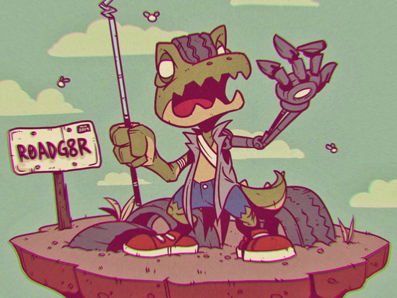 Road Gator concept character design illustration
