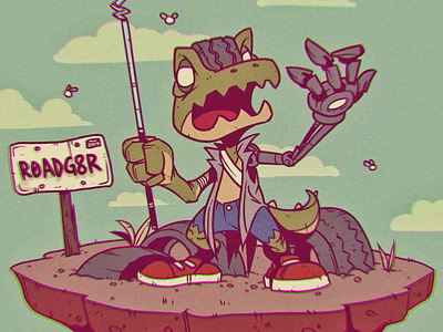 Road Gator character design concept illustration