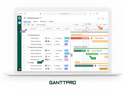 GanttPRO (online project management tool) graphic design ui