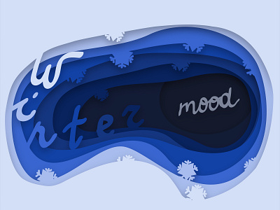 Wintermood adobe blue illustration layer paper papercut papercut effect winter wintermood