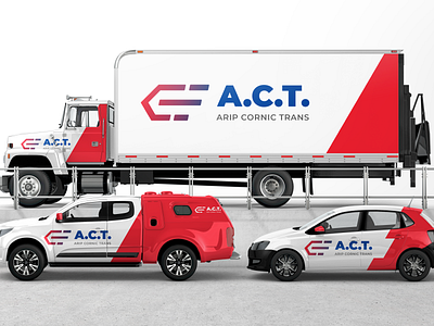 ACT - Transport Company Logo branding car delivery design fast graphic logo mockup transport truck
