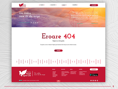 DUI #8 - Error 404 Screen 404 404 error 404 error page christian clean clouds daily ui 008 dailyui design dove landingpage magenta radio red site sky ui ux web website