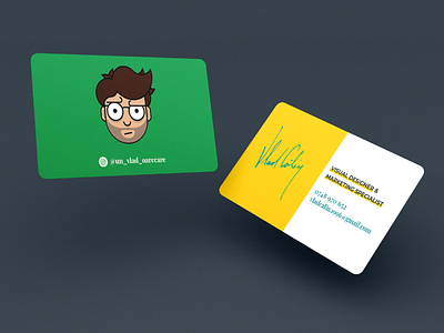Personal Business Card branding business card colorful design face graphic green illustration logo modern