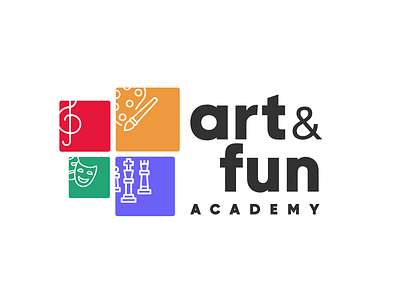 art&fun academy logo academy art branding chess courses fun logo music online courses painting school theatre
