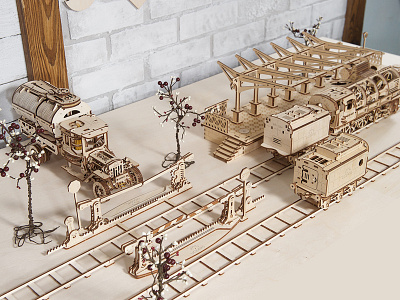 Ugears Railway Platform Model