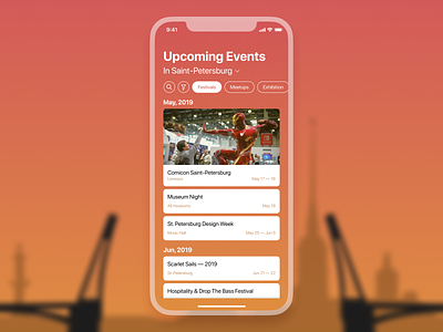 Weekly UI 2 Events List app apple application browse daily ui dailyui dailyui 035 discover event event app events events list ios ios app iphone iphone x weekend
