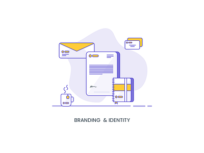 (4/4) Services Icon - Branding & Identity branding branding design icon identity illustration letterhead line icon line illustration logo stationery visiting card