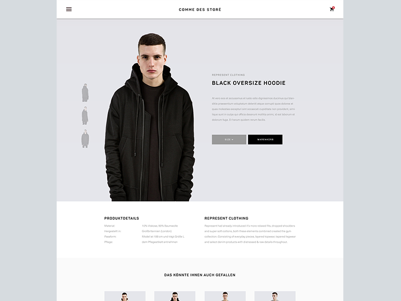 Product Detail interface ux ui minimalistic ecommerce web material clean simple fashion store shop