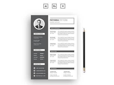 Pathnda Pitters Clean Resume Template bankers resume clean resume creative resume cv infographic resume job seekers modern resume professional resume resume resume mac pages student resume word resume