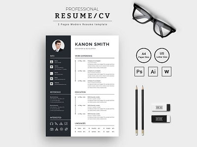 Kanon Smith Designer & Developer Modern Resume Template bankers resume clean resume creative resume cv doctors resume infographic resume job seekers manager cv template modern resume professional resume resume resume mac pages student resume word resume