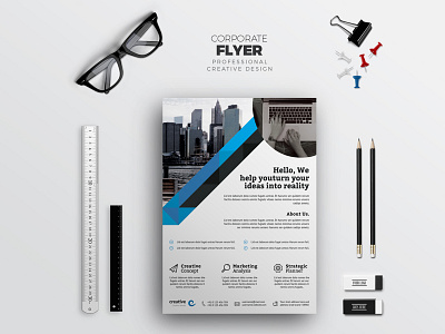 Corporate Business Flyer a4 ad business clean corporate corporate flyer customisable customize design easy editable logo flyer free fonts indesign letter logo magazine ad modern photoshop poster