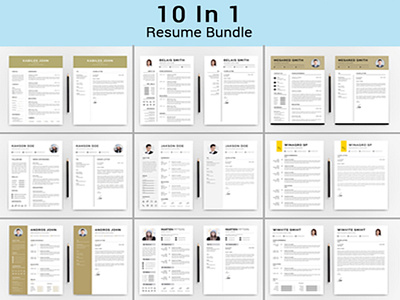 10 IN 1 Professinol Creative Resume Bundle bankers resume clean resume creative resume cv doctors resume infographic resume job seekers manager cv template modern resume professional resume resume resume bundle resume mac pages student resume word resume