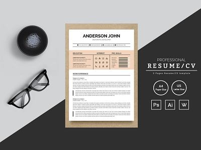 Anderson john Designer & Developer Resume Template bankers resume clean resume creative resume cv doctors resume infographic resume job seekers manager cv template modern resume professional resume resume resume mac pages student resume word resume