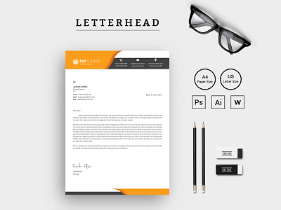 Modern Letterhead Corporate Identity Template clean colorful corporate creative editable elegant ipad letter letterhead modern pad print ready simple sleek stationery stylish