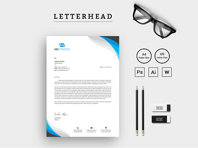 Mix Process Letterhead Corporate Identity Template clean colorful corporate creative editable elegant ipad letter letterhead modern pad print ready simple sleek stationery stylish